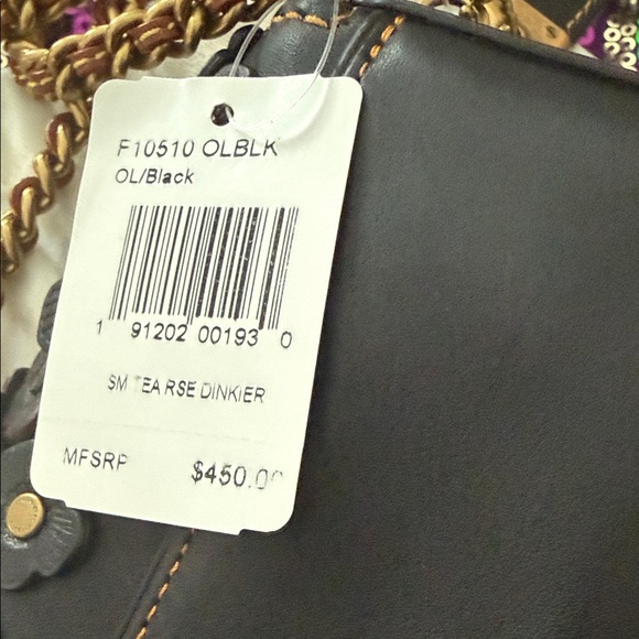 RARE ROUGE Coach Black and Purple Floral Crossbody Bag Measures 4H x 6W - Picture 4 of 4